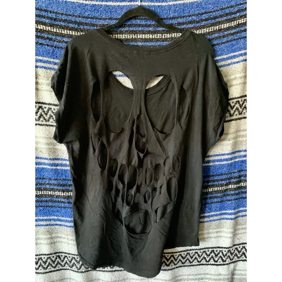 Urban Outfitters Tops - Urban Outfitters Black oversize t w/ skull cut out